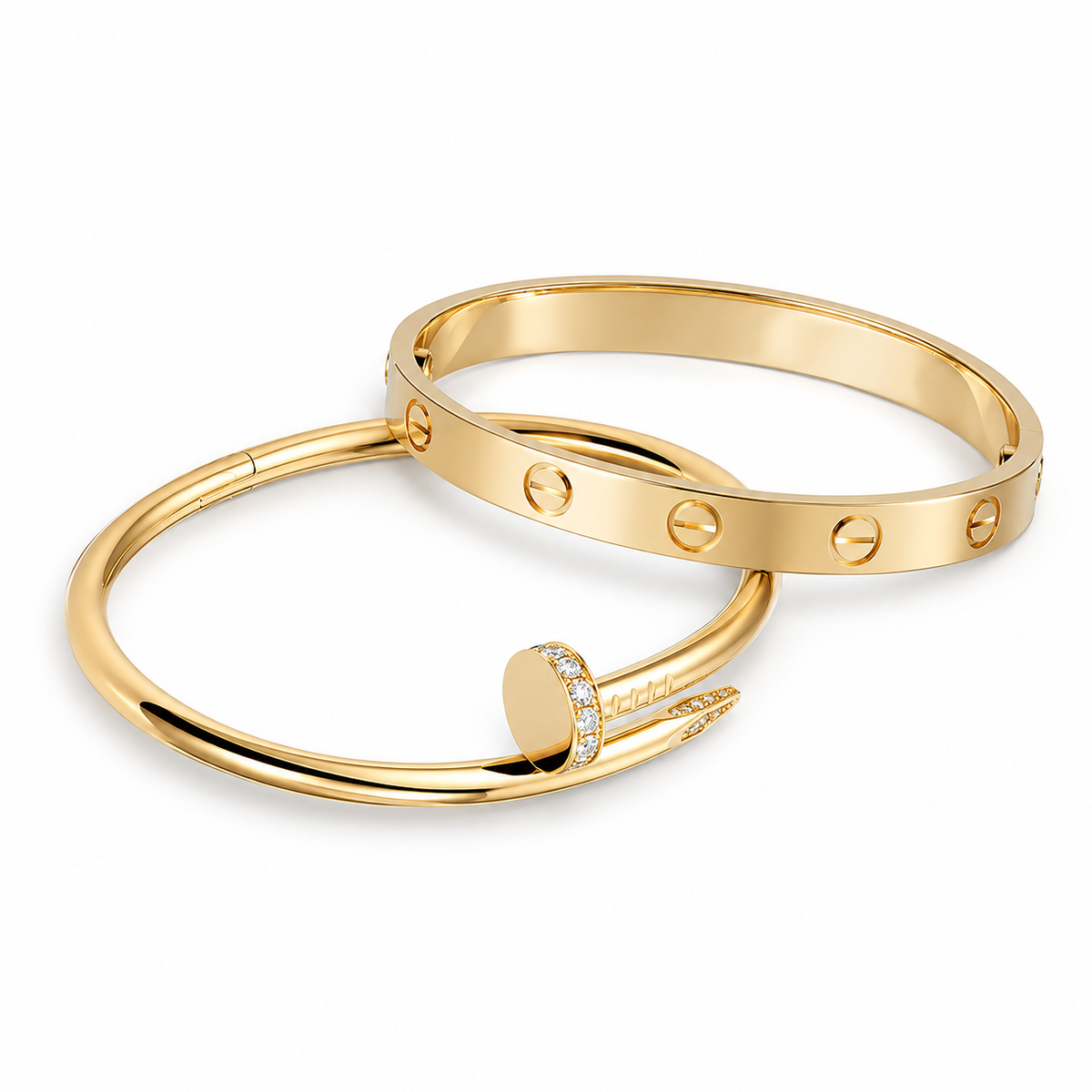 [ElanLuxe Jewelry] LOVE Classic & JUSTE Diamond Bracelet Stack Set