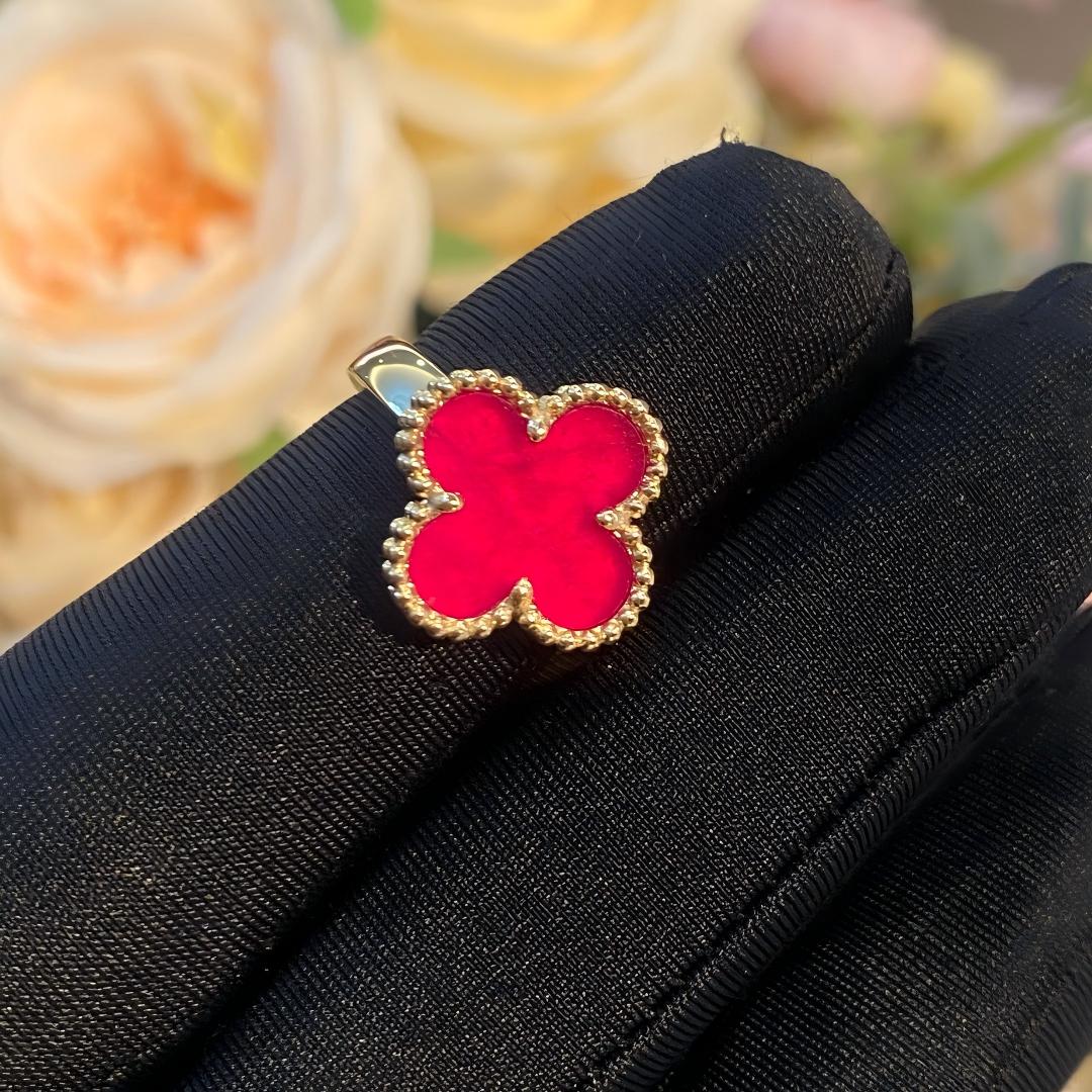 [ElanLuxe Jewelry]NEW CLOVER PINK ENAMEL RINGS