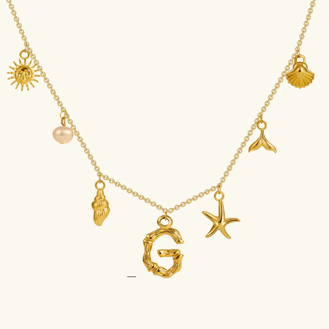 [ElanLuxe]Avaria Ocean Initial Necklace