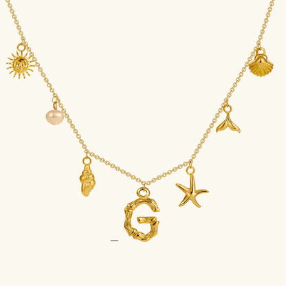[ElanLuxe]Avaria Ocean Initial Necklace