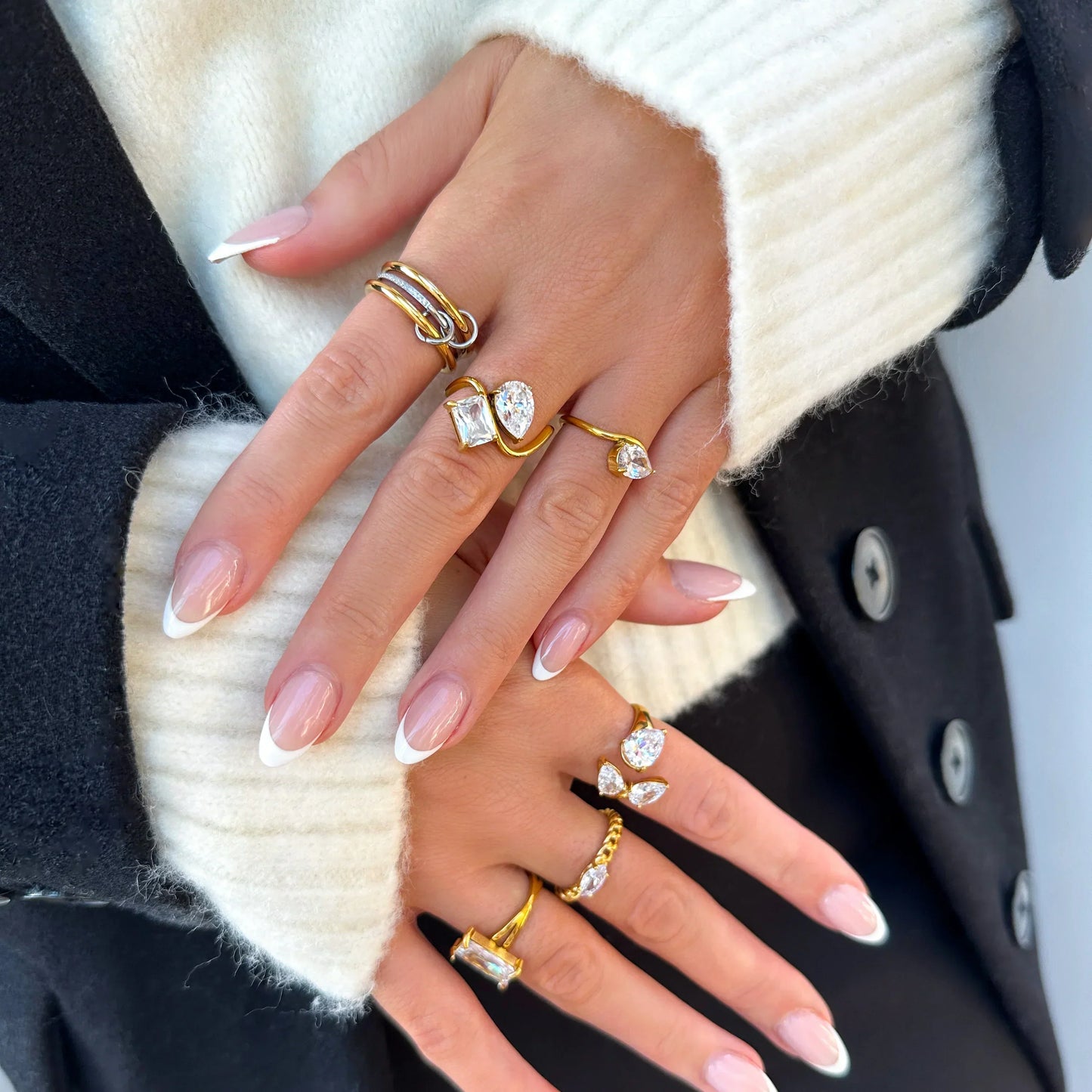 [ElanLuxe]Chastity Diamond Ring Stack