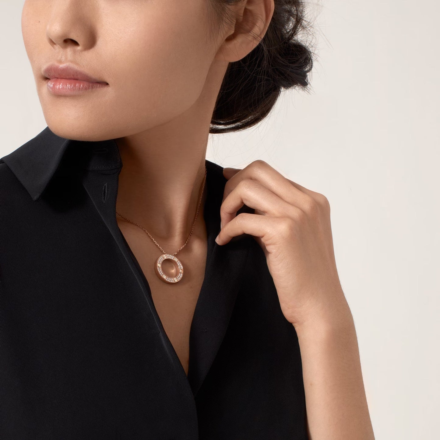 [ElanLuxe Jewelry]LOVE NECKLACE 16MM  FULL DIAMOND