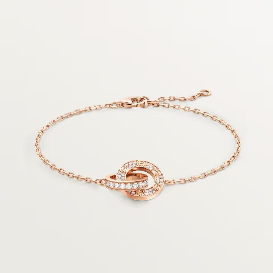 [ElanLuxe Jewelry]LOVE DOUBLE RING FULL DIAMOND BRACELET