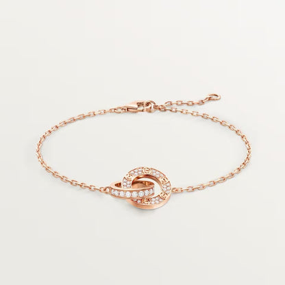 [ElanLuxe Jewelry]LOVE DOUBLE RING FULL DIAMOND BRACELET