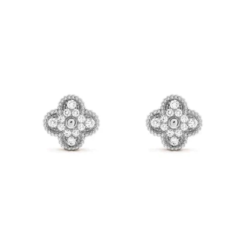 [ElanLuxe Jewelry]CLOVER SILVER 15MM EARRINGS COLLECTION