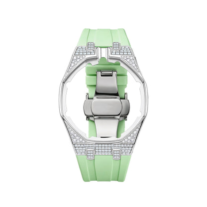 Strap For Ap Swatch Royal Oak Pop Exclusive Steel Case With Diamond(Moissanite) & Silicone Strap
