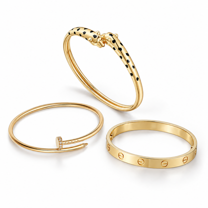 [ElanLuxe Jewelry] Panthère & LOVE  & JUSTE  Diamond Bracelet Stack Set