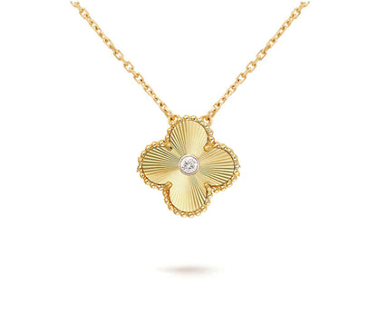 [ElanLuxe Jewelry]CLOVER 15MM DIAMOND SINGLE FLOWER NECKLACE COLLECTION
