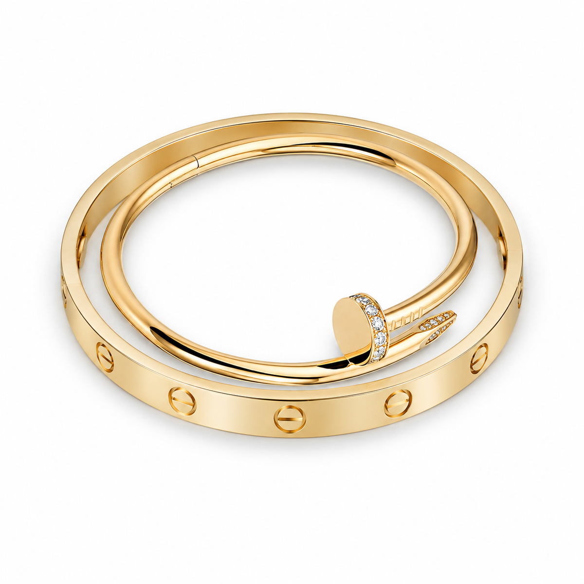 [ElanLuxe Jewelry] LOVE Classic & JUSTE Diamond Bracelet Stack Set