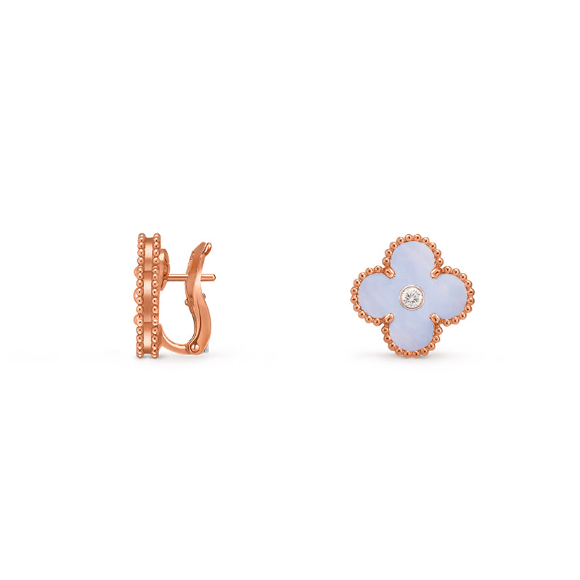 [ElanLuxe Jewelry]CLOVER 15MM MOP DIAMOND EARRINGS COLLECTION
