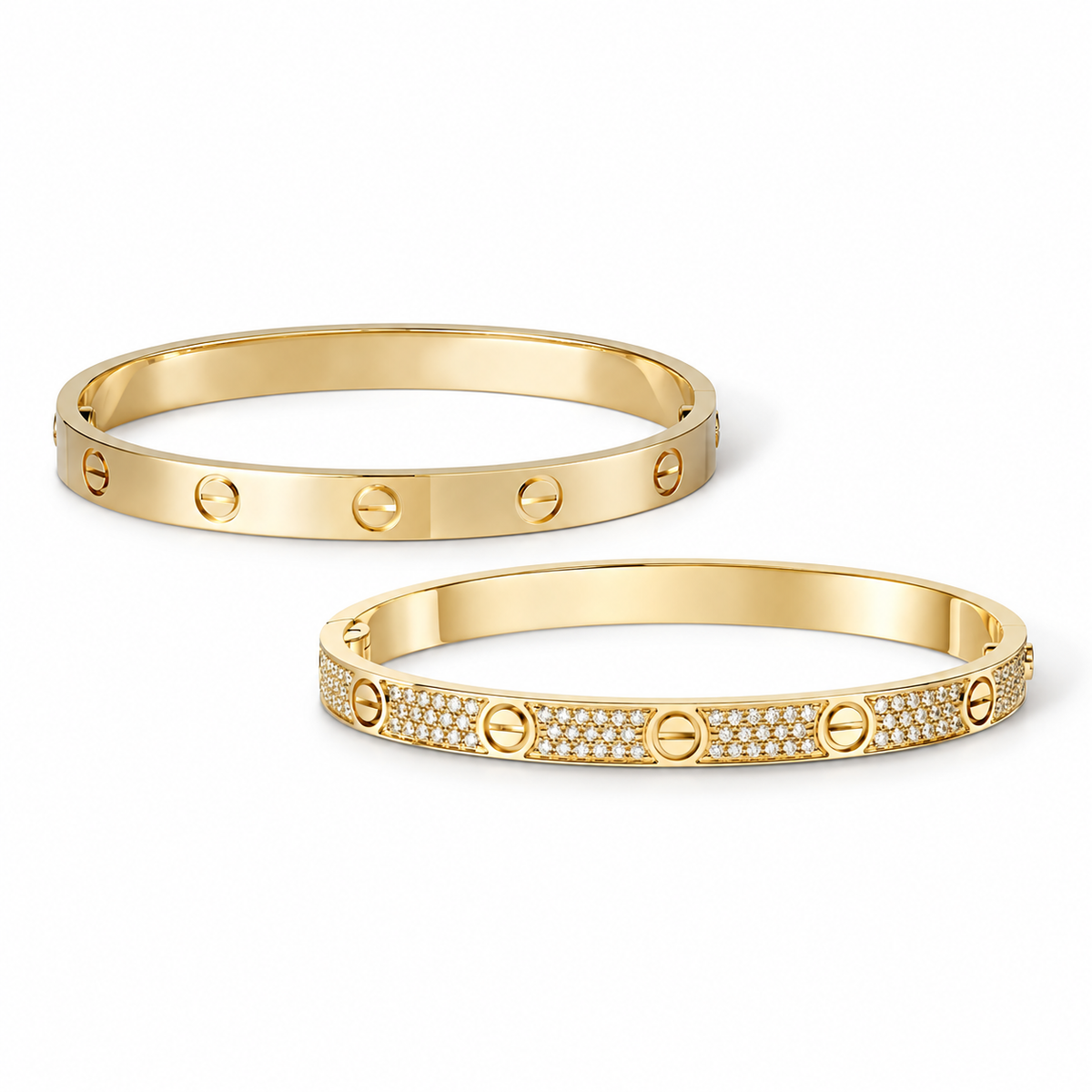 [ElanLuxe Jewelry] LOVE  Classic & Diamond-Paved Bracelet Stack Set