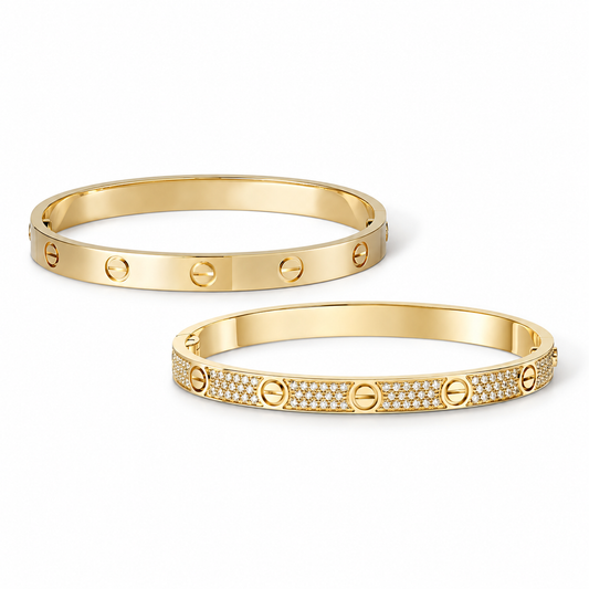 [ElanLuxe Jewelry] LOVE  Classic & Diamond-Paved Bracelet Stack Set