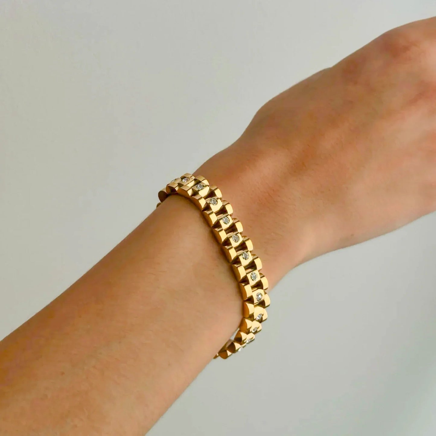 [ElanLuxe]Gold Watchband Bracelet