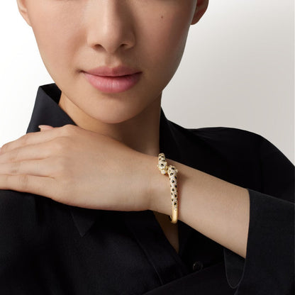 [ElanLuxe Jewelry]PANTHERE DOUBLE HEADED HALF DIAMOND OPEN BRACELET