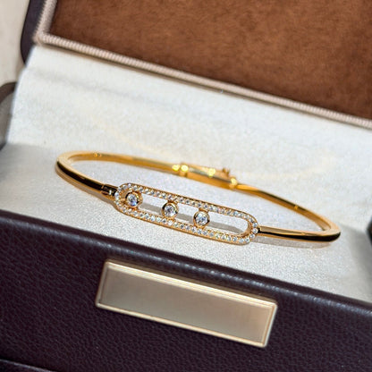 [ElanLuxe Jewelry]Move Pav茅 Diamond Bangle Bracelet M