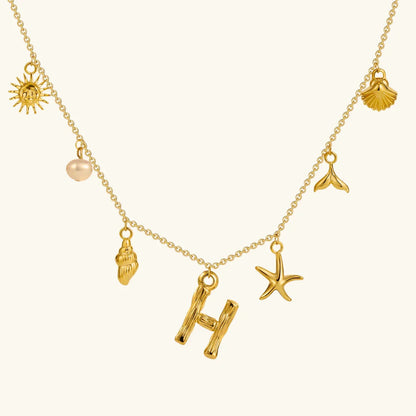 [ElanLuxe]Avaria Ocean Initial Necklace