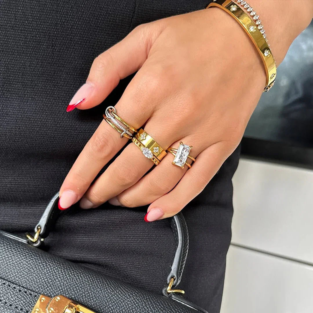 [ElanLuxe]Chastity Diamond Ring Stack