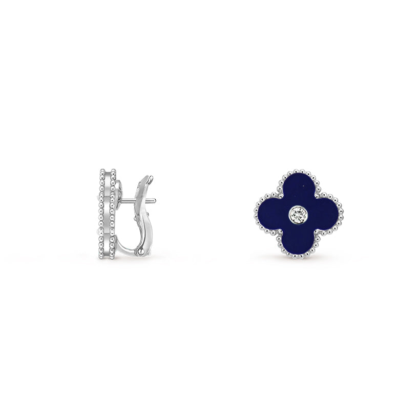 [ElanLuxe Jewelry]CLOVER SILVER 15MM MOP DIAMOND EARRINGS COLLECTION