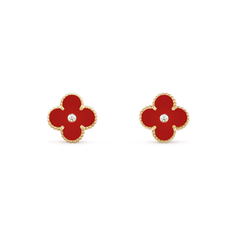 [ElanLuxe Jewelry]CLOVER  15MM DIAMOND EARRINGS COLLECTION