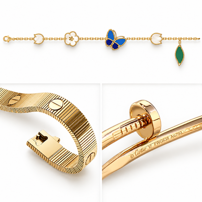 [ElanLuxe Jewelry]Clover Lucky Spring & Love & Juste Garden 3-Piece  Bracelet Stack Set