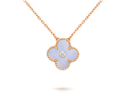 [ElanLuxe Jewelry]CLOVER 15MM DIAMOND SINGLE FLOWER NECKLACE COLLECTION