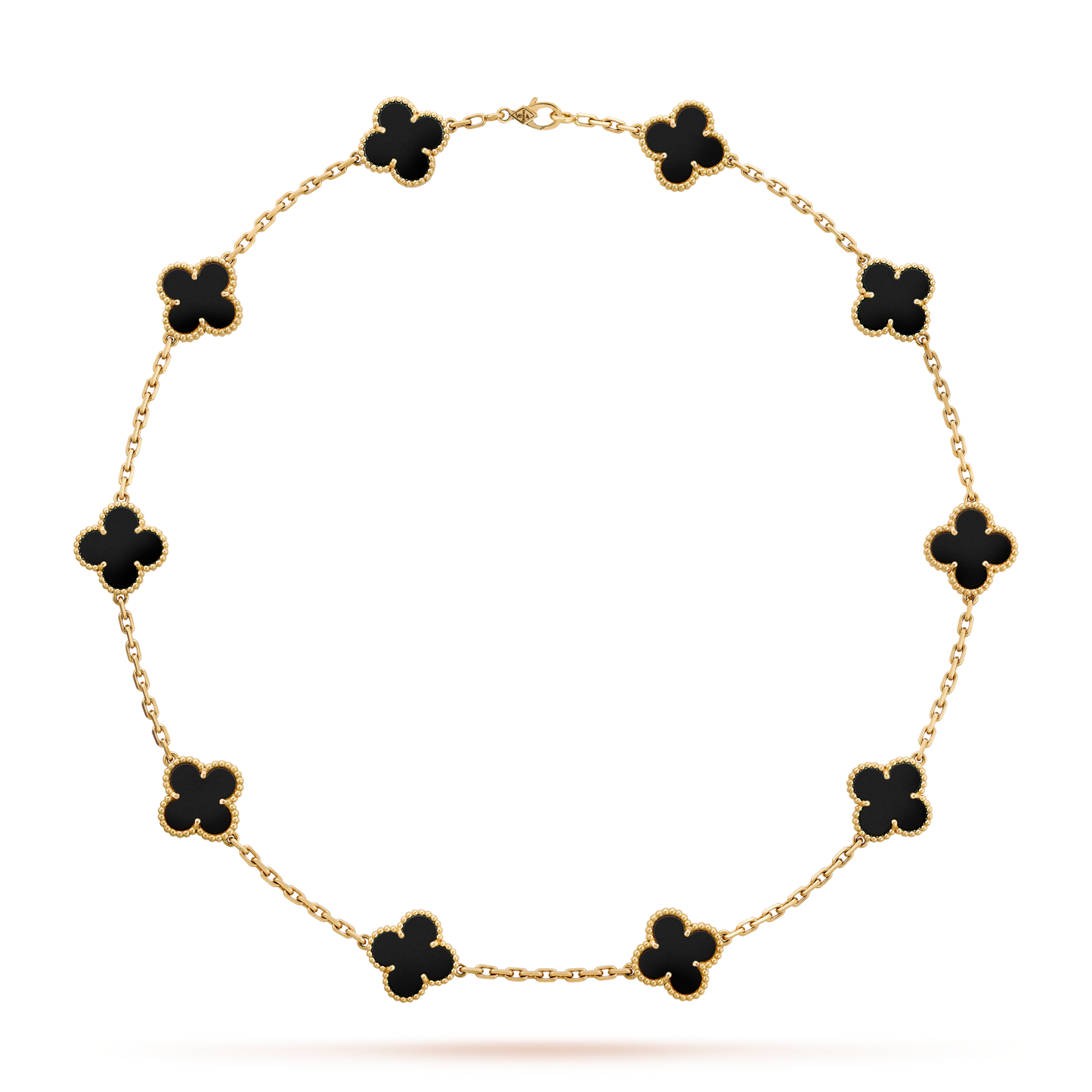 [ElanLuxe Jewelry]CLOVER 10 MOTIFS ONYX NECKLACE
