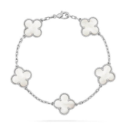 [ElanLuxe Jewelry]CLOVER WHITE PEARL MOP 5 MOTIF BRACELET COLLECTION