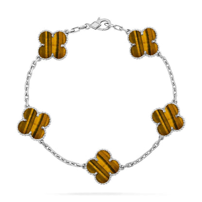[ElanLuxe Jewelry] CLOVER 5 MOTIFS TIGER EYE BRACELET COLLECTION