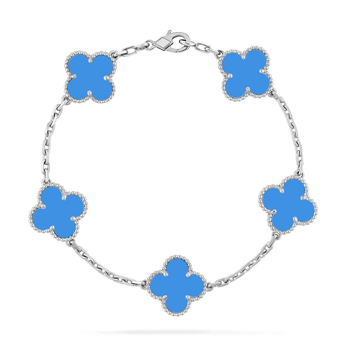 [ElanLuxe Jewelry] CLOVER 5 MOTIF BLUE AGATE BRACELET COLLECTION