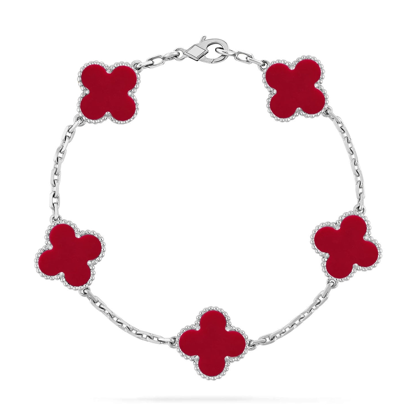 [ElanLuxe Jewelry] CLOVER 5 MOTIF RED CORNELIAN BRACELET COLLECTION
