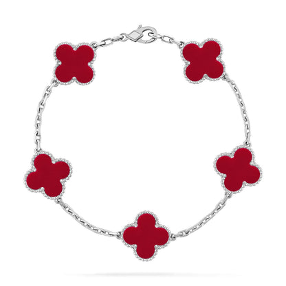 [ElanLuxe Jewelry] CLOVER 5 MOTIF RED CORNELIAN BRACELET COLLECTION