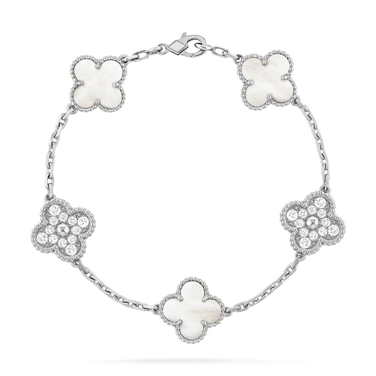 [ElanLuxe Jewelry]CLOVER WHITE PEARL MOP 5 MOTIF BRACELET COLLECTION