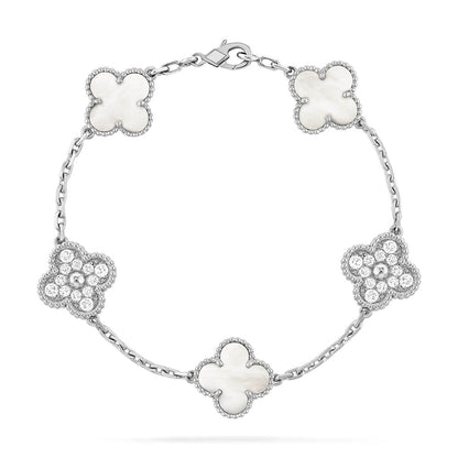 [ElanLuxe Jewelry]CLOVER WHITE PEARL MOP 5 MOTIF BRACELET COLLECTION