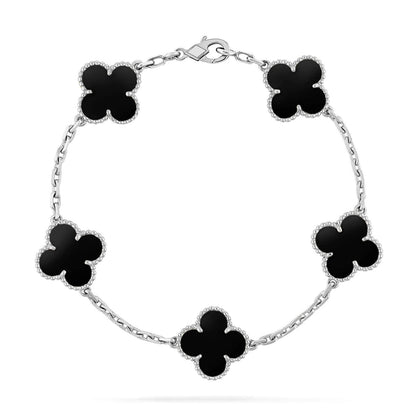 [ElanLuxe Jewelry]Clover & Love Sliver 2-Piece Bracelet Stack Set