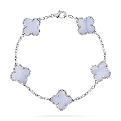 [ElanLuxe Jewelry] CLOVER 5 MOTIF PURPLE CHALCEDONY BRACELET COLLECTION