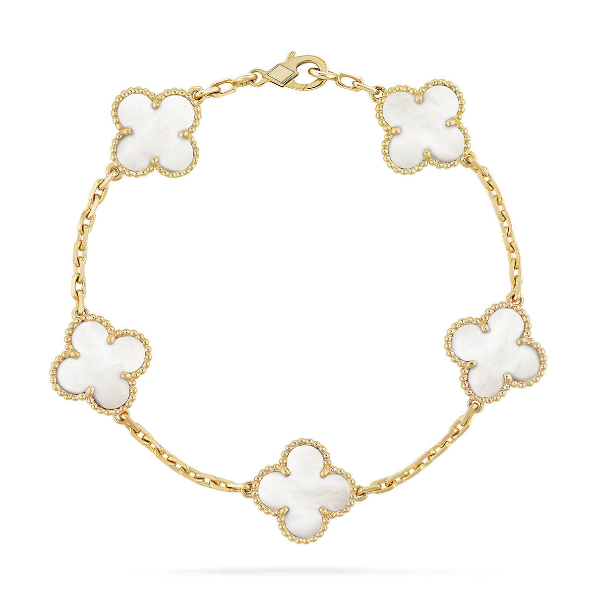 [ElanLuxe Jewelry]CLOVER WHITE PEARL MOP 5 MOTIF BRACELET COLLECTION