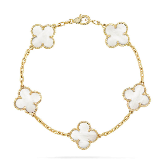 [ElanLuxe Jewelry]CLOVER WHITE PEARL MOP 5 MOTIF BRACELET COLLECTION