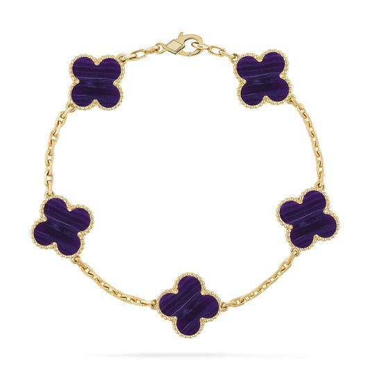 [ElanLuxe Jewelry]CLOVER 5 MOTIF PURPLE STRIPES BRACELET COLLECTION