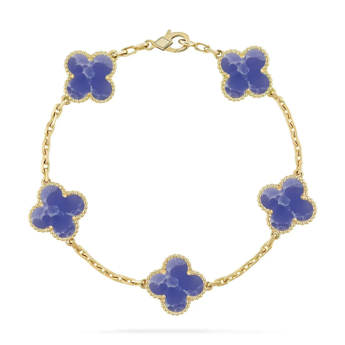 [ElanLuxe Jewelry] LOVE & JUSTE & Blue Veins Clover 5-Motif Diamond Bracelet Stack Set