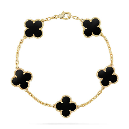[ElanLuxe Jewelry]Force Horseshoe & Clover 5 Motifs Bracelet Stack Set
