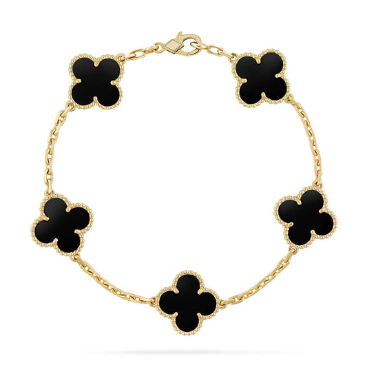 [ElanLuxe Jewelry] CLOVER 5 MOTIF ONYXS BRACELET COLLECTION