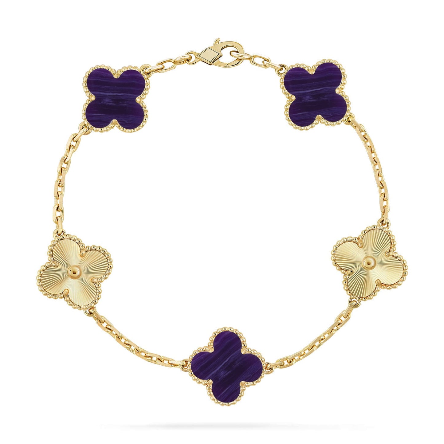 [ElanLuxe Jewelry]CLOVER 5 MOTIF PURPLE STRIPES BRACELET COLLECTION