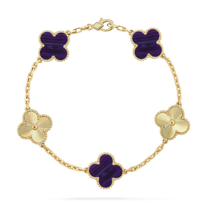 [ElanLuxe Jewelry]CLOVER 5 MOTIF PURPLE STRIPES BRACELET COLLECTION