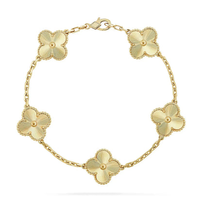 [ElanLuxe Jewelry] CLASH & Clover Laser 5-Motif & LOVE Brushed Bracelet Stack Set