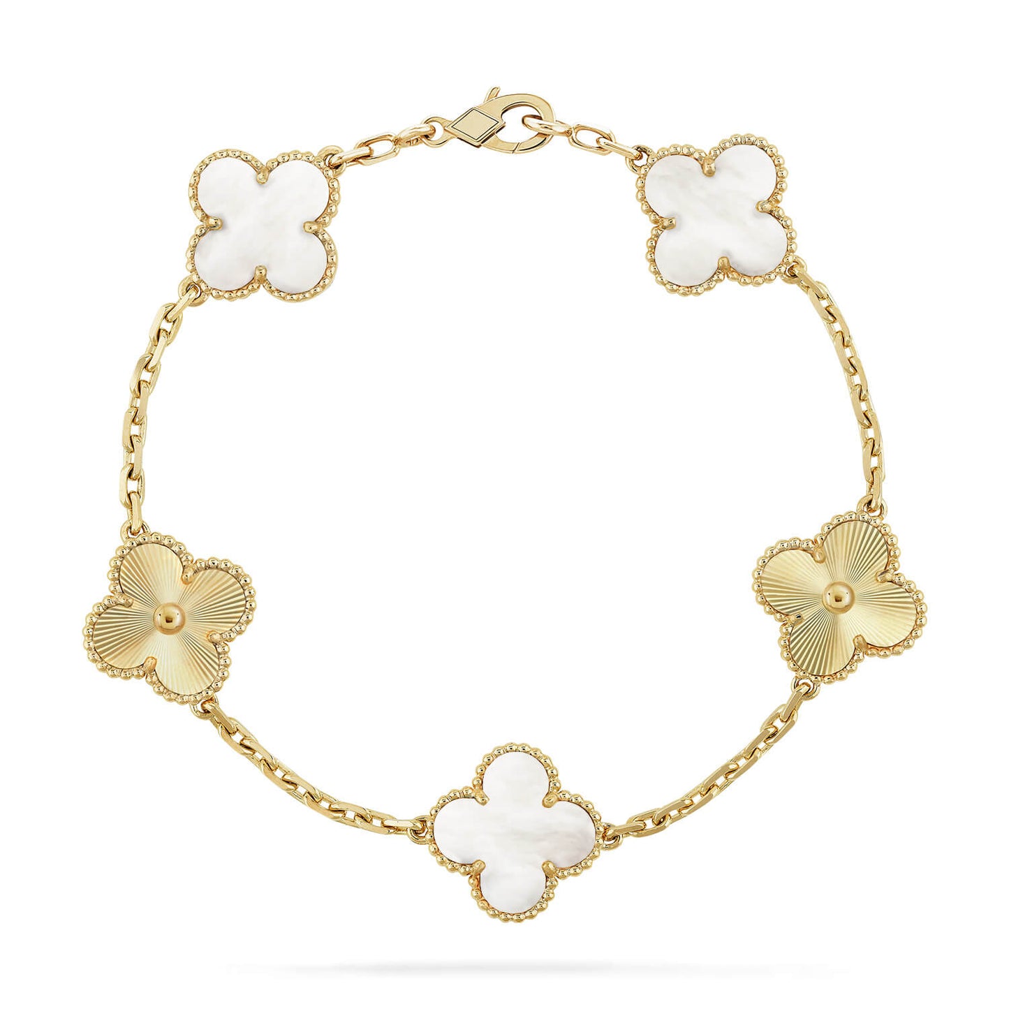 [ElanLuxe Jewelry]CLOVER WHITE PEARL MOP 5 MOTIF BRACELET COLLECTION