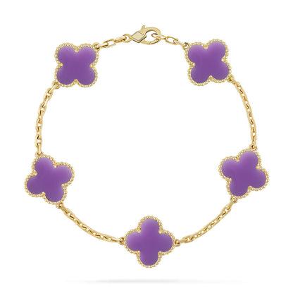 [ElanLuxe Jewelry]CLOVER 5 MOTIF LIGHT PURPLE BRACELET COLLECTION