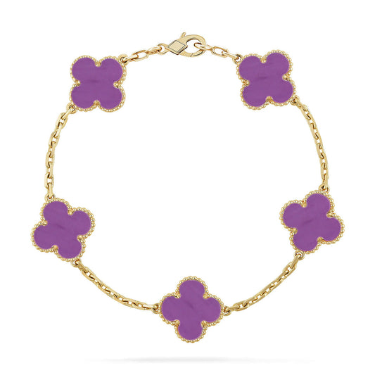 [ElanLuxe Jewelry] CLOVER 5 MOTIF VIOLET BRACELET COLLECTION