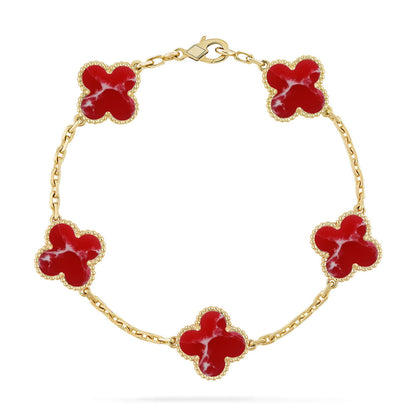 [ElanLuxe Jewelry]CLOVER 5 MOTIF RED PATTERN BRACELET COLLECTION