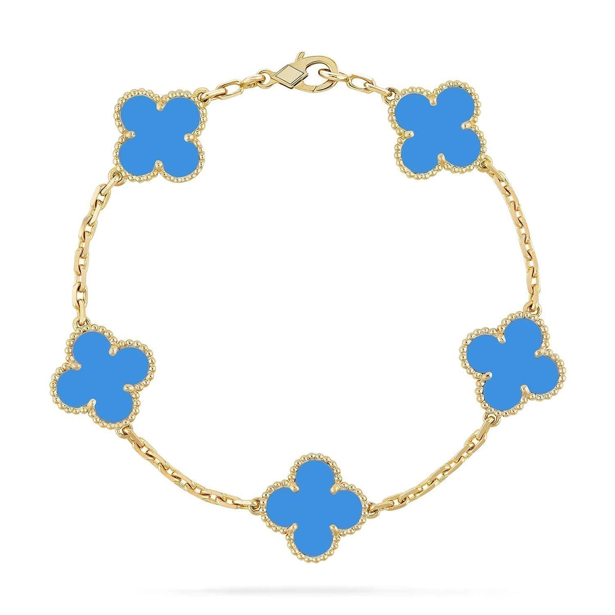 [ElanLuxe Jewelry] CLOVER 5 MOTIF BLUE AGATE BRACELET COLLECTION