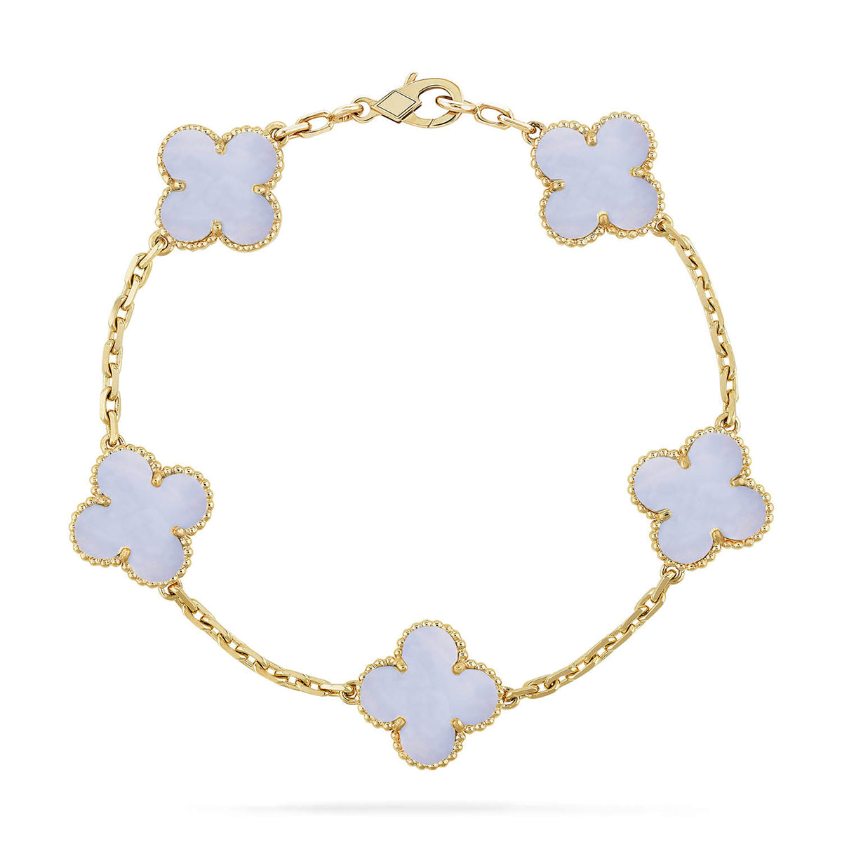 [ElanLuxe Jewelry] CLOVER 5 MOTIF PURPLE CHALCEDONY BRACELET COLLECTION